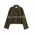 Fashion Olive Green Suede Bomber Jacket Coat Women High Street Girls Cropped Jackets Biker Outerwears