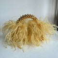 Pearl Bead Bag With Feather Fur Designer Brand Clear Acrylic Crystal Stone Box Tote Handbag Women Handmade Party Purse