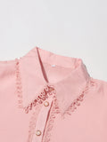 Solid Loose Two Piece Set For Women Lapel Long Sleeve Top High Waist Embroidery A Line Skirt Elegant Sets Female
