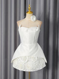 Sexy Party Spliced 3D Rose Dress for Women Strapless Sleeveless High Waist Hit Color Tutu Dresses with Necklace Female New
