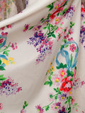 Patchworl Edible Tree Fungus Floral Dresses For Women Round Neck Long Sleeve High Waist Temperament Folds Mesh Dress Female