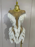 Elegant Sparkly Diamonds Pearl Mesh Stretch Mini Dress Women Evening Party Birthday Wedding Gown Photo Shoot Sexy Stage Outfit