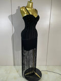 Elegant Prom  Evening Party Luxury Birthday Wedding Guest Dresses Women Sexy Shiny Crystals Tassel Bodycon Long Bandage Dress