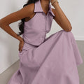 French Elegant Two Piece Set for Women Laple Sleeveless Slimming Cardigan Top High Waist A Line Skirt Suit Female
