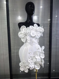 5 Colors Women Sexy Strapless Shining Diamond Flowers Bodycon Mini Bandage Dress Birthday Party Celebrate Cocktail Outfit