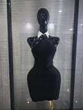High Quality Women Sexy Off the Shoulder Backless Bodycon Mini Bandage Dress Nightclub Party Celebrate Fashion Birthday Wear
