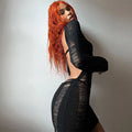 Sexy Sheer Knitted Dress Women Bodycon Long Sleeve Hollow Out Mini Dresses Femme Club Sexy Backless Knitwear Dress Womens