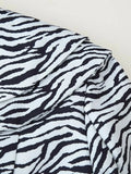 Zebra Stripe Print Two Piece Set for Women Lapel Long Sleeve Spliced Zipper Short Coat Mid Waist Knee Skirt Female