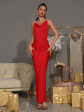 Sexy Backless Diamond Chain Design Bandage Maxi Long Dress 2026 Women'S Sleeveless Bodycon Celebrity Dinner Party Gowns