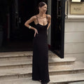 Sexy Knitted Suspender Dress For Women Summer Plunge Slim Long Dress High Waist Elegant Rib Knit Dress Vacation Clothes