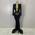 Sexy 2026 New Deep V-Neck  Long Sleeve Bodycon Long Dress Women Spring Elegant Evening Party Celebrate Cocktail Outfit Vestido