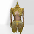 Luxury Hot Diamond Shiny Sequined Tassel Jumpsuit Fashion Party Stage Performance Dress Birthday Outfits Vestidos Fiesta De Lujo