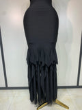 Women Sexy Halter Neck Ruffles Pacthwork Bandage Dress Black Sleeveless Backless Bodycon Dresses Evening Party Birthday Gown