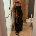 Hit Color Slimming Dresses for Women Square Neck Sleeveless High Waist Temperament Long Dress Female Fashion Style