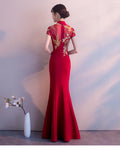 Red Traditional Chinese Style Bride Wedding Dresses Embroidery Cheongsam Gown Robe Party Evening Dress Marry Vestido