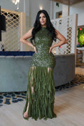 Sexy Sparkly Sequin Patchwork Bodycon Dresses for Woman Ruffle Tassel Dress Female Party Clubwear Long Birthday Outfits