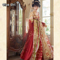 Olive Girl Red Embroidered Hanfu Dress for Ren Faire 2026 Garden Wedding Fairycore Photoshoot S-XL XS-3XL Plus Size Embroidered Flowing Sleeve Dramatic Silhouette Romantic Garden Party Editorial Not Costume Chinese Heritage Fashion Women