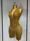 Women Sexy See Through Stretch Bodysuits Birthday Dancer Performance Wear Mesh Luxury Rhinestone Nightclub Hotwife Outfit