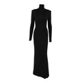 Black Turtleneck Backless Maxi Dresses Female Long Sleeve Slimming Minimalist High End Style for Luxury Cocktails
