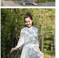 Vietnam Traditional Dress Aodai Chinese Improved Qipao Chiffon Fairy Women Elegant Oriental Improved Qipao Tea Art Hanfu Set