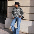 Women Chic Zebra Print Faux Fur Cropped Jacket Lapel Collar Single Breasted Warm Short Coat Autumn Winter Fashion Street Jackets