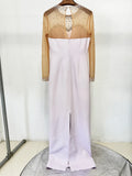 Elegant Mesh Bead Diamond Luxury Patchwork Dress Women Backless See Through Long Dresses 2026 Lady Evening Dinner Gown