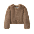 Winter Sweet Pink Cropped Faux Fur Coat Women Streetwear Ins Chic Girls Fluffy Fox Fur Jacket Female