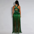 Women's Beach Style 2 Piece Set Sexy Strappy Top+Fringe Maxi Skirt Matching Set Summer Outfits Vacation Party Clubwear