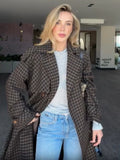 2026 Women Winter Plaid Trench Coat Single Breasted Waist Tie Loose Jacket Autumn High Street Daily Chic Hot Lux Outerwear 2026