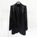 2026 Newest Designer Sequin Bead Luxury Blazer Jacket Women's Single Breasted Slim Long Brazer Vestidos