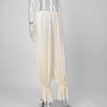 Fashion Ruched Long Trousers Women's Elastic Waist Elegance Solid Leisure Trousers 2025 Autumn Commuting Clothing Female