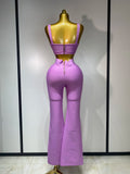 Women Sexy Bandage Crop Top Pant Set Evening Party Club Luxury Birthday High Street Fashion Elegant Luxury Birthday Outfit