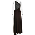 Brown One Shoulder Backless Long Dress Sexy Women's Draped Casual Maxi Dresses Summer Evening Party Wedding Guest Cocktail Black