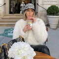 Winter Sweet Pink Cropped Faux Fur Coat Women Streetwear Ins Chic Girls Fluffy Fox Fur Jacket Female
