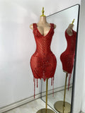 Sparkly Party Evening Celebrate Wedding Mini Dress Luxury Women Sexy Sleeveless Mesh See Through Birthday Cocktail Dresses