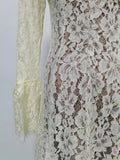 White Loose Spliced Lace Chic Dresses for Women O Neck Long Sleeve French Elegant Dress Female Summer Fashion Style Clothing