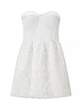 Solid Spliced Appliques Slimming Mini Dresses for Women Strapless Sleeveless High Waist Dress Female