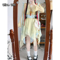Olive Girl Yellow Flowing Sleeve Hanfu Dress for Ren Faire 2026 Garden Wedding Fairycore Photoshoot Everyday Wear S-L XS-3XL Plus Size Chinese Heritage Fashion Women