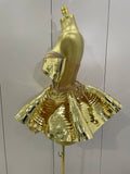 Sexy Stage Performance Costume Two Piece Set Silver Sequins Rhinestone Fancy Outfit Women Backless Shiny Birthday Party Dresses