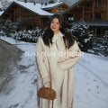 Girls Winter Luxury Striped Faux Mink Fur Coat Women Chic Brand Street Fashion Long Outerwears Jacket Overcoats