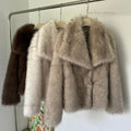 Autumn Winter New Gradient Big Fur Collar Jacket Cool Street Girls Fluffy Cozy Faux Fur Coat Thick Wram Outerwear