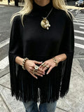 Minimalist Tassel Women Sweaters Round Neck Sleeveless Elegant Loose Sweater for Party Social Occasion Fashion New
