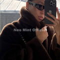 Trendy 2026 Winter Women Brand Faux Mink Fur Peplum Jacket Chic Street Fashion Girls Warm Drawstring Waist Eco Fur Coat