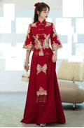 Summer Plus Size Red Toast Dress Bride Cheongsam Dress Chinese Style Wedding Engagement Toast Qipao Dress for Women
