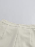 Office Spliced Folds Two Piece Set for Women Lapel Sleeveless Top High Waist Wide Pant Minimalist Suit Female New