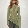 Sexy Sheer Knitted Dress Women Bodycon Long Sleeve Hollow Out Mini Dresses Femme Club Sexy Backless Knitwear Dress Womens