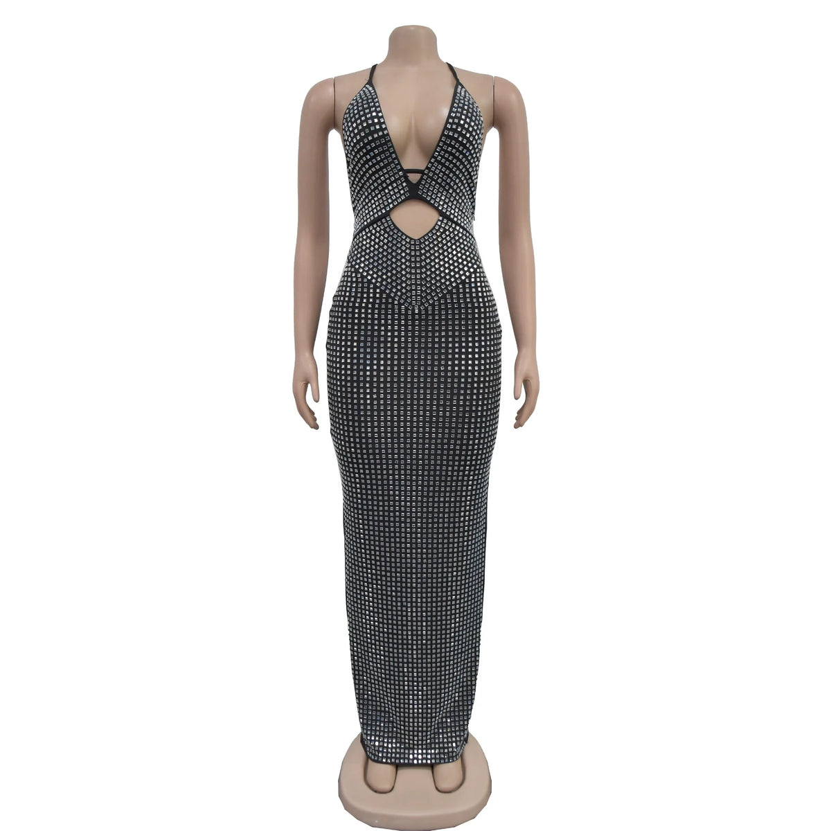 Sexy Evening Rhinestone Maxi Dress Glitter Bodycon Club Birthday Party Dress Women Backless Birthday Long Prom Vestidos
