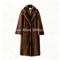 Girls Winter Luxury Striped Faux Mink Fur Coat Women Chic Brand Street Fashion Long Outerwears Jacket Overcoats