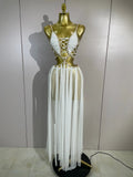 Sexy Black White Halter Sequined Hollow Out Transparency Long Maxi Dress Vacation Beach Style Celebrate Birthday Party Outfit