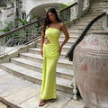 Solid Spliced Lace Up Slimming Dresses for Women Strapless Sleeveless High Waist Temperament Dress Female